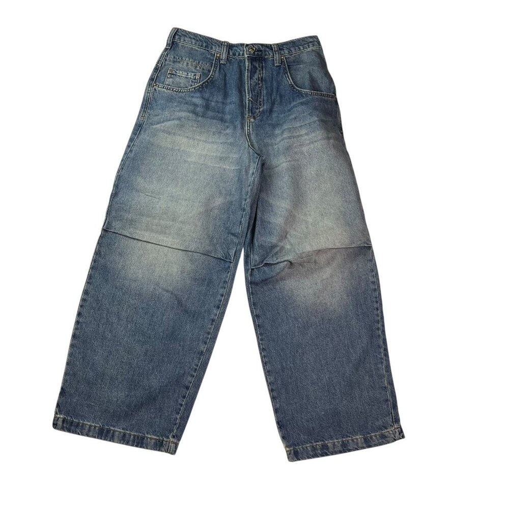 Free People We The Free Twin Flame Cropped Wide Leg Jeans Mid Rise NWOT Size 27 - Picture 2 of 5